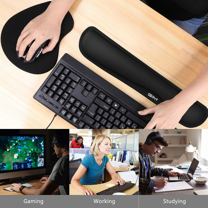 GIM Keyboard and Mouse Pad with Gel Wrist Rest Support, Memory Foam Set with Non Slip Rubber Base for Office, Gaming, Computer, Laptop and Mac - LeoForward Australia