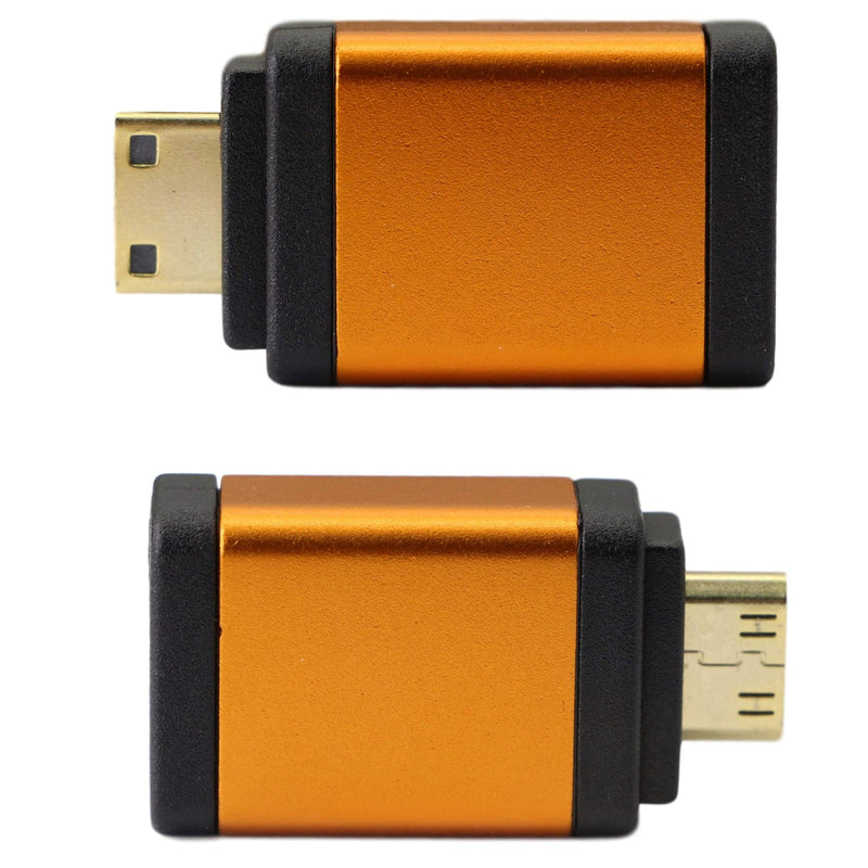 [AUSTRALIA] - Mini HDMI to HDMI Adapter 2-Pack Mini HDMI Male to HDMI Female 4kx2k Gold Plated Adapter for Raspberry Pi, Camera, Camcorder, DSLR, Tablet, Video Card (Orange) Orange(hdmi to mini hdmi)