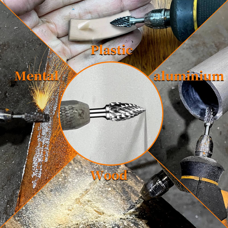  [AUSTRALIA] - Carbide Burr Set, Die Grinder Bits, 20 Pcs 1/8" Shank Double Cut Tungsten Carbide Rotary Burrs Set Compatible with Dremel for Metal Carving Wood Working Engraving Polishing 1/8" shank 20 PCS