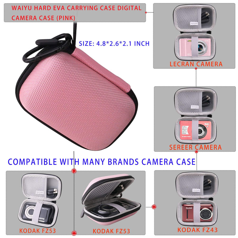  [AUSTRALIA] - waiyu Hard EVA Carrying Case for SEREER/Lecran Digital Camera,/Kodak PIXPRO Friendly Zoom FZ53/FZ43Digital Camera Case (Pink) Pink