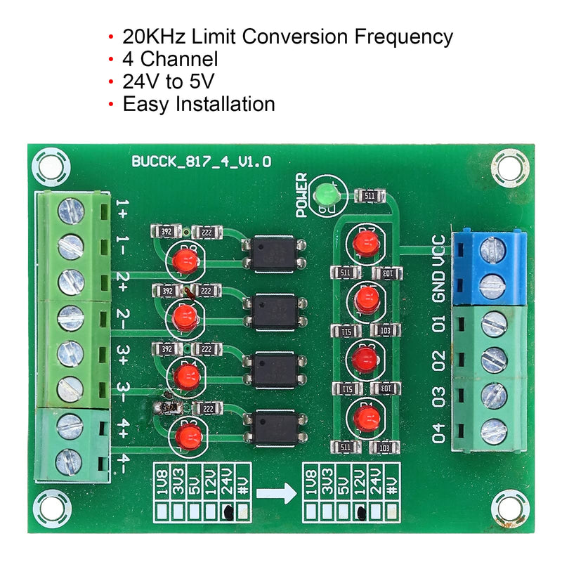  [AUSTRALIA] - 4 Channel Optocoupler Isolator Board PNP Signal Converter Module PNP NPN to PNP 24V to 5V