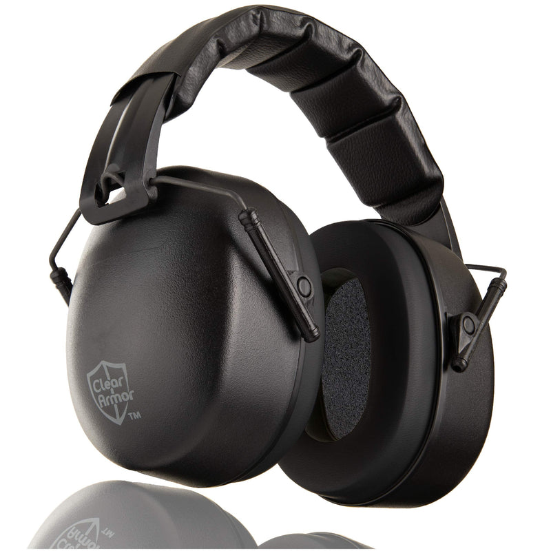  [AUSTRALIA] - ClearArmor 141001 Shooters Hearing Protection Safety Ear Muffs Folding-Padded Head Band Ear Cups, Black