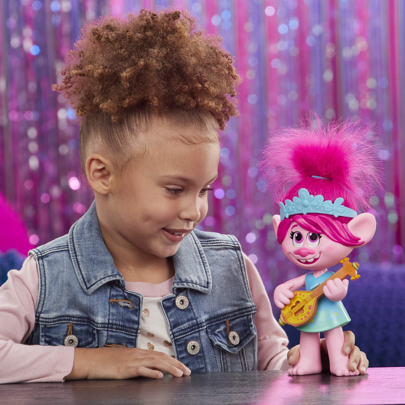 Trolls DreamWorks World Tour Pop-to-Rock Poppy Singing Doll with 2 Different Looks and Sounds, Toy Sings Just Want to Have Fun - LeoForward Australia