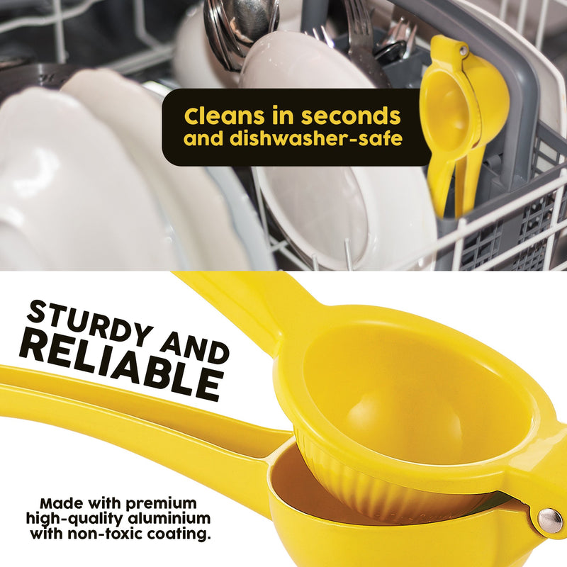  [AUSTRALIA] - Zulay Premium Quality Metal Lemon Squeezer, Citrus Juicer, Manual Press for Extracting the Most Juice Possible Lemon Yellow