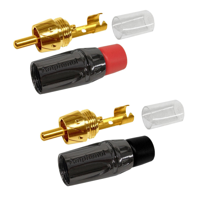 1.5 Foot RCA Cable Pair - Gotham GAC-4/1 (Black) Star-Quad Audio Interconnect Cable with Amphenol ACPL Black Chrome Body, Gold Plated RCA Connectors - Directional - LeoForward Australia