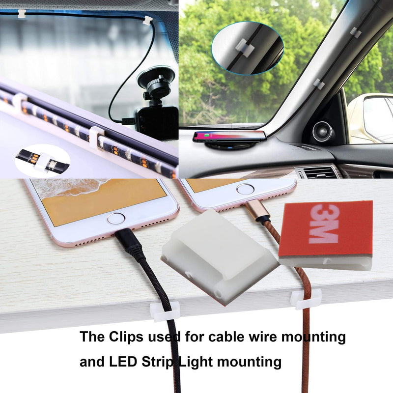  [AUSTRALIA] - LED Strip Light Mounting Self-Adhesive Bracket Clips For 8mm And 10mm Width Light Strips, LED Light Strip Clips, Cable Wire Organizer Clips For Vehicle,Office,Home and Camp (100-PACK White)