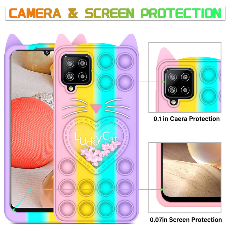  [AUSTRALIA] - Samsung Galaxy A42/M42/A12 5G Case, Push Bubble Toy Stress Relief Phone Case, Galaxy A42 5G Case, Samsung A42 5G Phone Case Silicone Design for Women and Girls (Quicksand Rainbow) Quicksand Multicolor