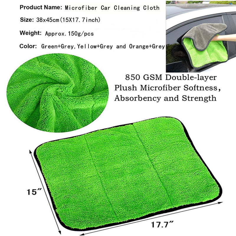  [AUSTRALIA] - AIVS 850GSM Microfiber Cleaning Cloths, Lint Free Microfiber Dual Layer Ultra-Thick Car Polishing and Drying Cloth Auto Detailing Towels,15" x 17.7"(3-Pack)