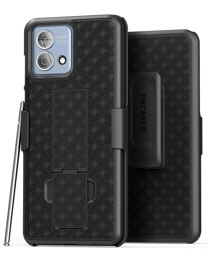  [AUSTRALIA] - Encased DuraClip for Moto G Stylus 5G 2023 Belt Case with Holster Clip and Phone Kickstand (Motorola G Stylus 5G 2023) Black