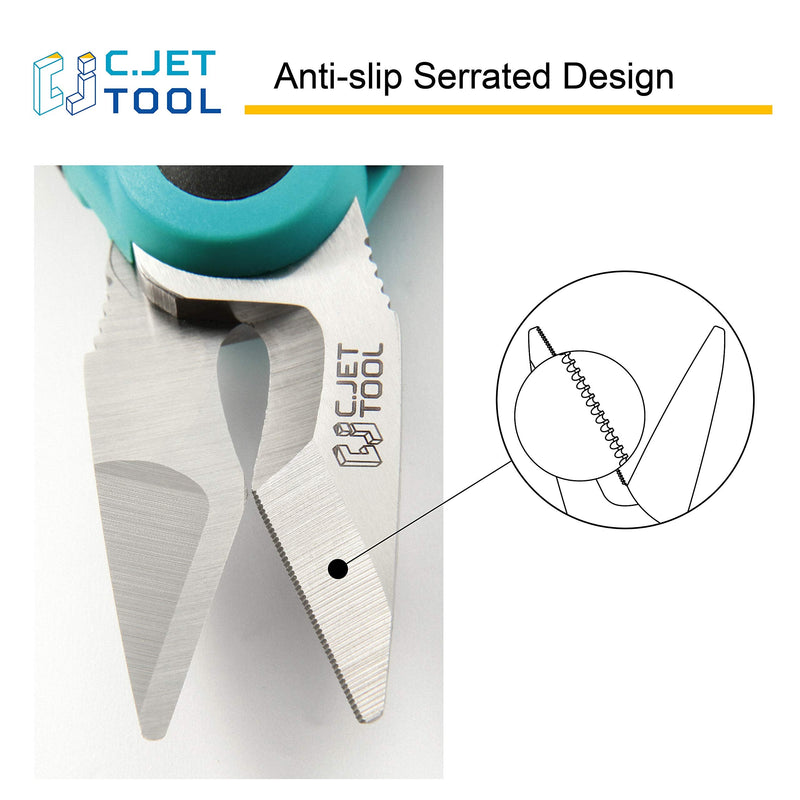  [AUSTRALIA] - C.JET TOOL 6" Stainless Electrician Scissors Heavy Duty Professional for Aluminium Copper Soft Cable (Turquoise) Turquoise