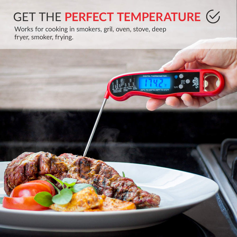  [AUSTRALIA] - Vulter | Gift Box Digital instant read BBQ food thermometer | Unique Christmas, Halloween, Birthday, gifts for Mom, Men, Woman who has everything | Red