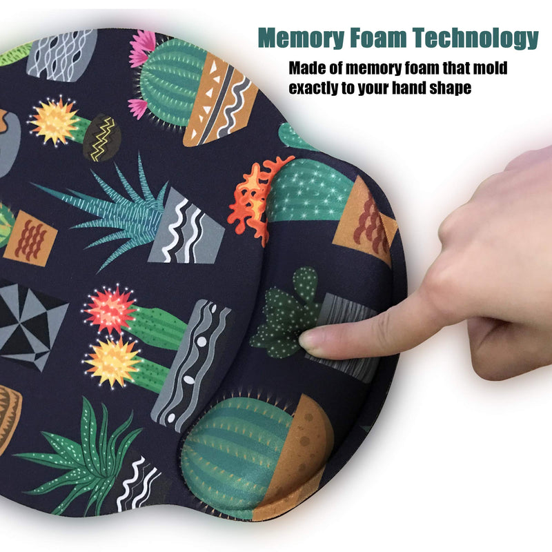 Ergonomic Mouse Pad with Wrist Support,Dooke Cute Wrist Pad with Non-Slip Rubber Base for Computer, Laptop, Home Office Gaming, Working, Easy Typing & Pain Relief Cactus Green/Black Cactus - LeoForward Australia