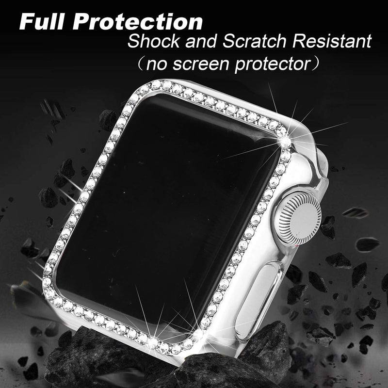 Secbolt 44mm Case Compatible with Apple Watch Band, Bling Full Cover Bumper Protective Frame Screen Protector for iWatch SE Series 6/5/4, Silver(44mm) Silver-44mm - LeoForward Australia