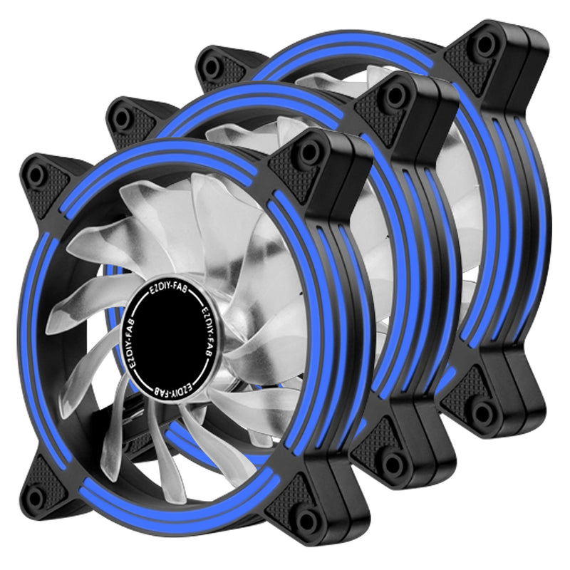  [AUSTRALIA] - EZDIY-FAB 120mm Blue LED Fan, Dual-Frame LED Case Fan for PC Cases, High Airflow Quiet,CPU Coolers, and Radiators,3-Pin-3-Pack