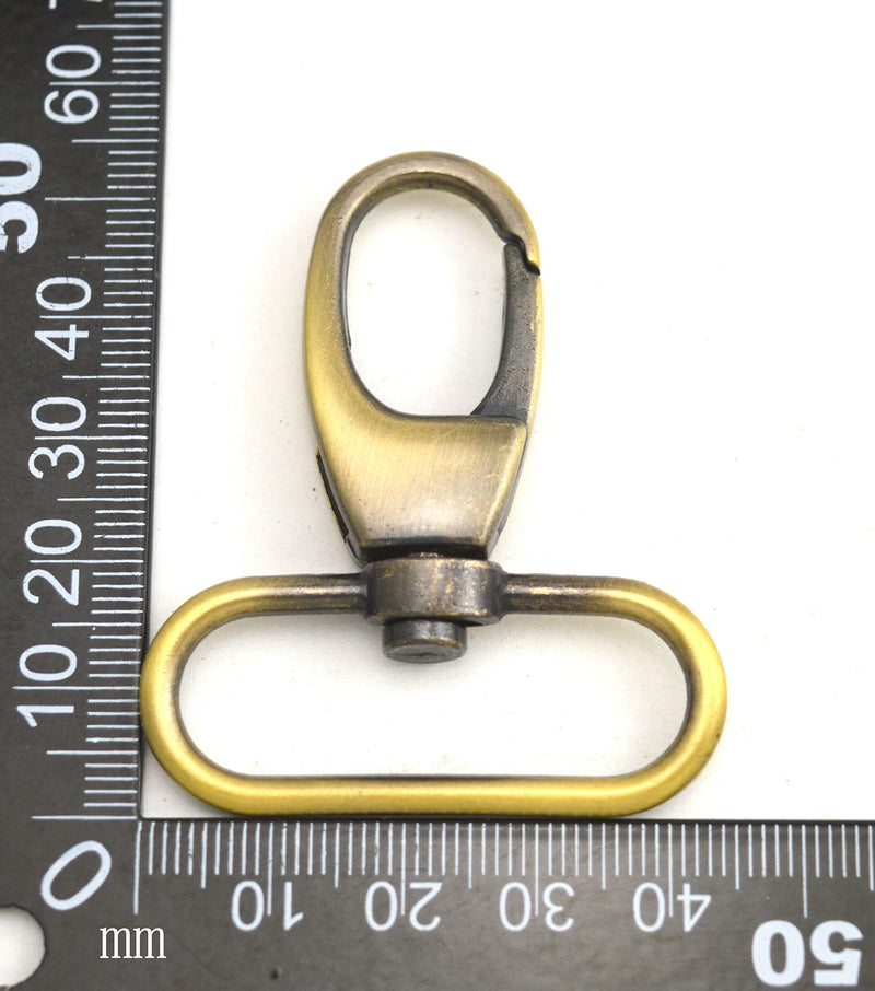  [AUSTRALIA] - Wuuycoky 1.5" Inner Diameter Oval Ring Shinning Antique Brass Color Top Buckle Lobster Clasps Swivel Snap Hooks Pack of 6 LEN:2.1",oval ring inner Diam:1.5",6Pcs