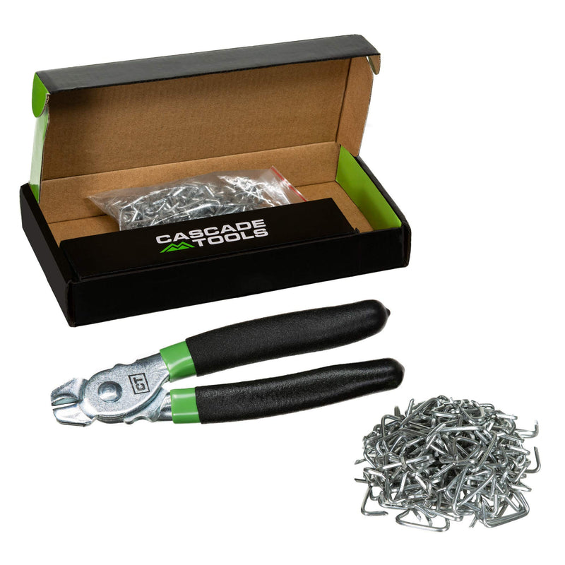  [AUSTRALIA] - Hog Ring Pliers Kit (200 Pack of 3/4" Galvanized Steel Hog Rings Included) Perfect for Furniture Upholstery, Auto Upholstery, Meat & Sausage Casings, and More!