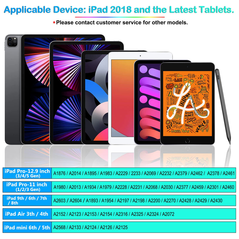  [AUSTRALIA] - Stylus Pen for iPad, Apple Pencil for iPad 9th Gen, iPad Mini 6th Gen, Apple Pen for iPad 2018-2021, iPad Pro 11'' and iPad Pro 12'' 3/4/5th Gen, iPad Air 3/4, iPad Mini 5th, iPad 6/7/8th Gen, Black