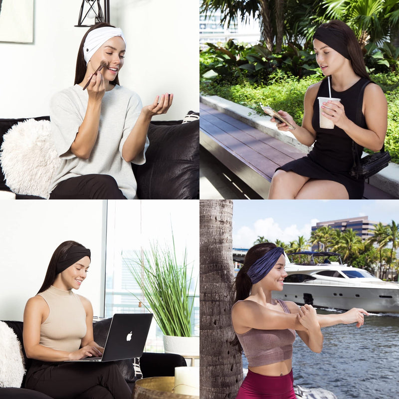  [AUSTRALIA] - Bluetooth Headband Headphones for Women for Running, Yoga, Travel or Work Out, Multi Style Design for Hair Styling, Knotted Stylish Sports Hairband, Wireless Headband Headphones for Women Black