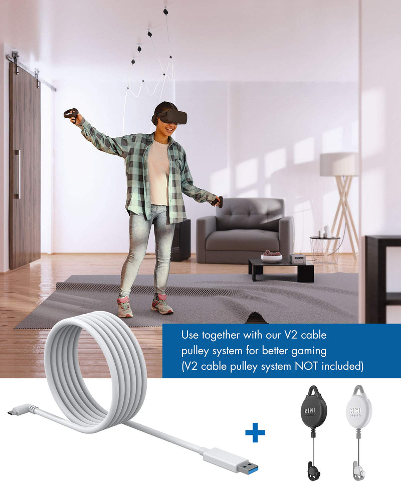  [AUSTRALIA] - KIWI design USB C Link Cable Accessories, 16 Feet/5M, with Signal Amplifier Compatible with Quest 2 (16FT Light Gray) 16FT