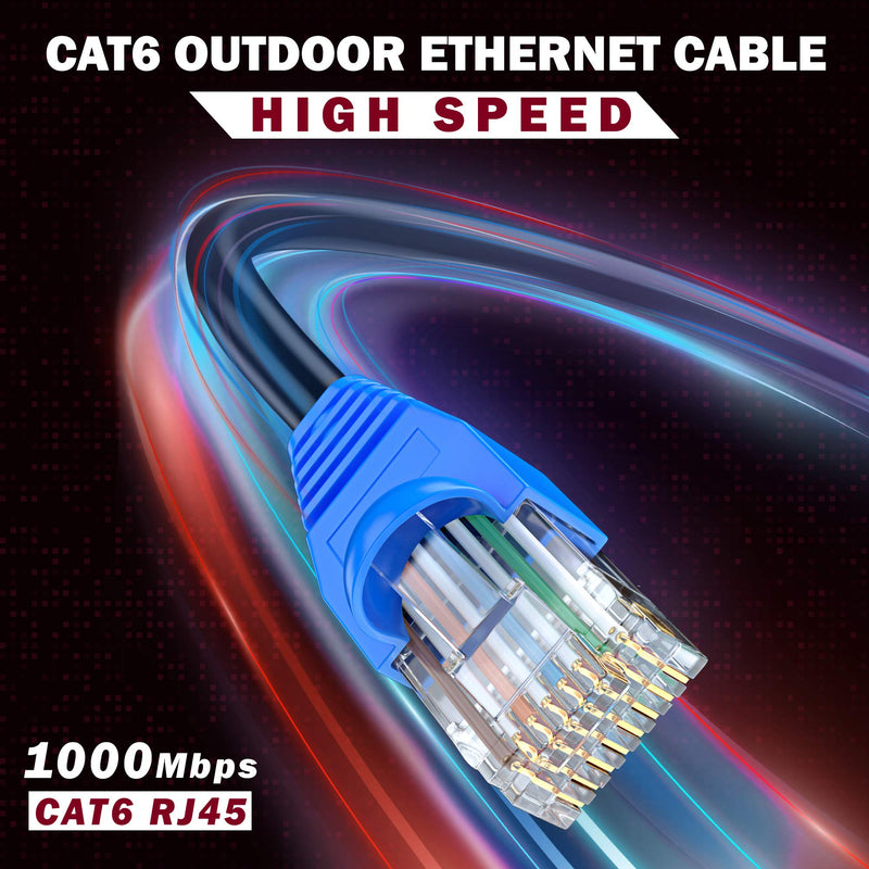  [AUSTRALIA] - Maximm Cat6 Heavy Duty Outdoor Cable 25 ft - Black - Zero Lag Pure Copper, Waterproof Ethernet Cable Suitable for Direct Burial Installations. 25 Feet