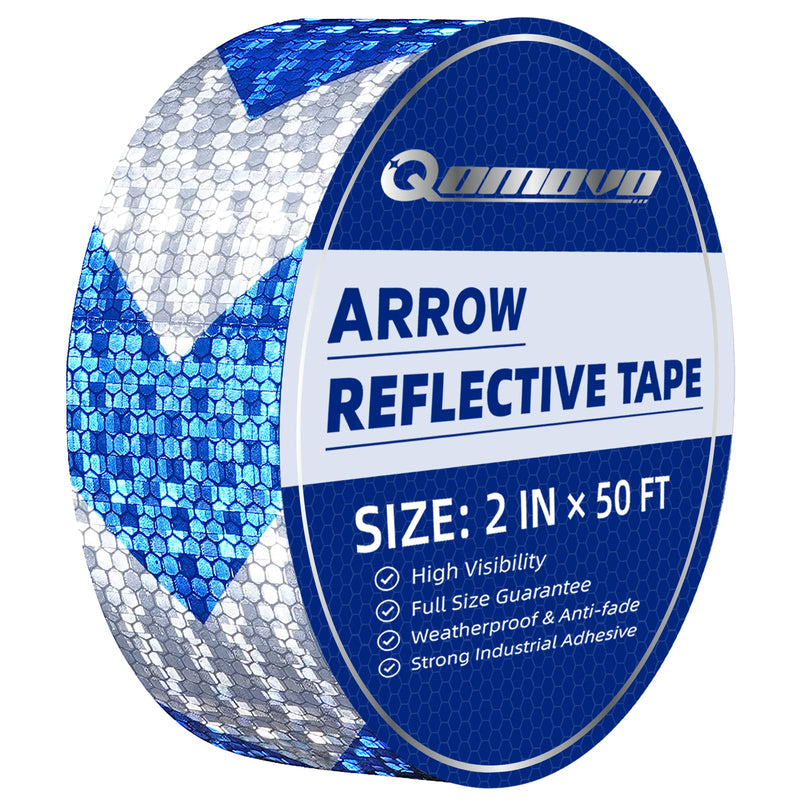  [AUSTRALIA] - Blue White Arrow High Visibility Reflective Tape 2 inch x 50 feet Self-Adhesive Tape Conspicuity Safety Warning Tape ‎2 IN X 50 FT Blue & White