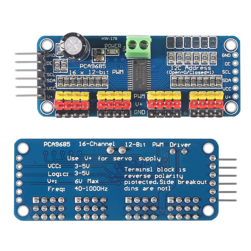  [AUSTRALIA] - Alinan 2pcs PCA9685 IIC Module 16 Channel 12 Bit PWM Servo Motor Driver Board Controller IIC Interface for Arduino Robot Raspberry Pi, One Size