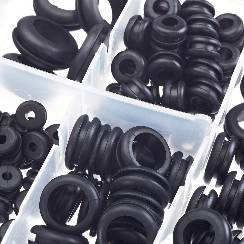  [AUSTRALIA] - BUSY-CORNER 200 Pieces Hollow Rubber Grommet Firewall Hole Plug Assortment Kit, 1/4", 5/16", 3/8", 7/16", 1/2", 5/8", 3/4'', 7/8", 1''