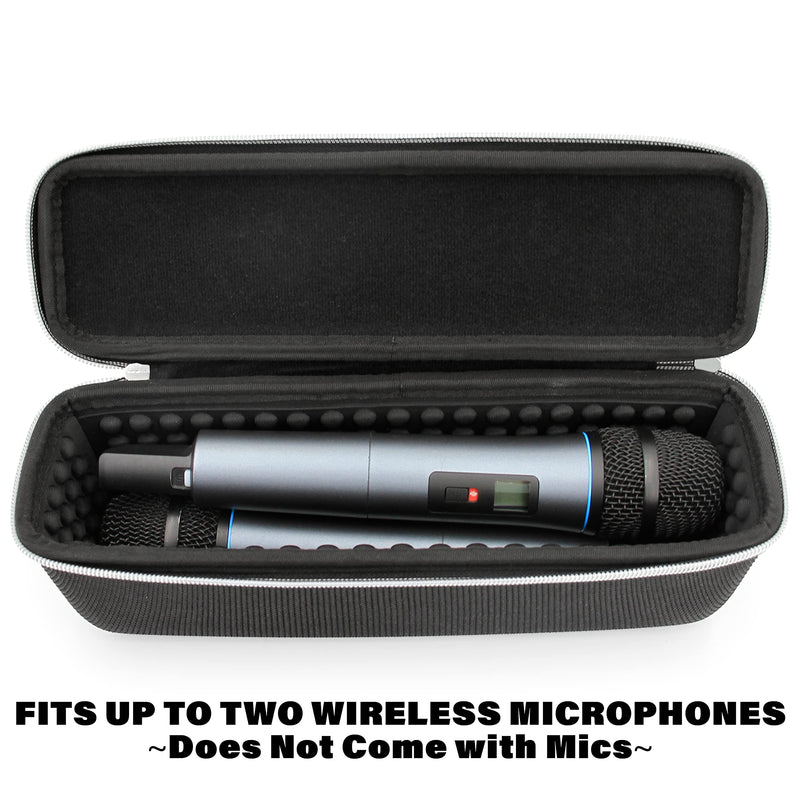  [AUSTRALIA] - CASEMATIX Wireless Microphone Case Compatible with 11" Wireless Mic System Handheld Microphones, Compact Mic Bag Fits Up To Two Mics With Padded Interior, Hard Shell Exterior, Carry Handle -Case Only