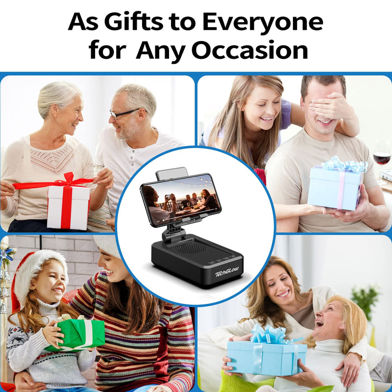  [AUSTRALIA] - TechGlow Gifts for Men and Women - Portable Phone Stand Speakers Bluetooth Wireless,Cool Kitchen Gadgets for Men,Birthday,Christmas Stocking Stuffers for Women Men Mom Her Him,Phone Holder for Desk