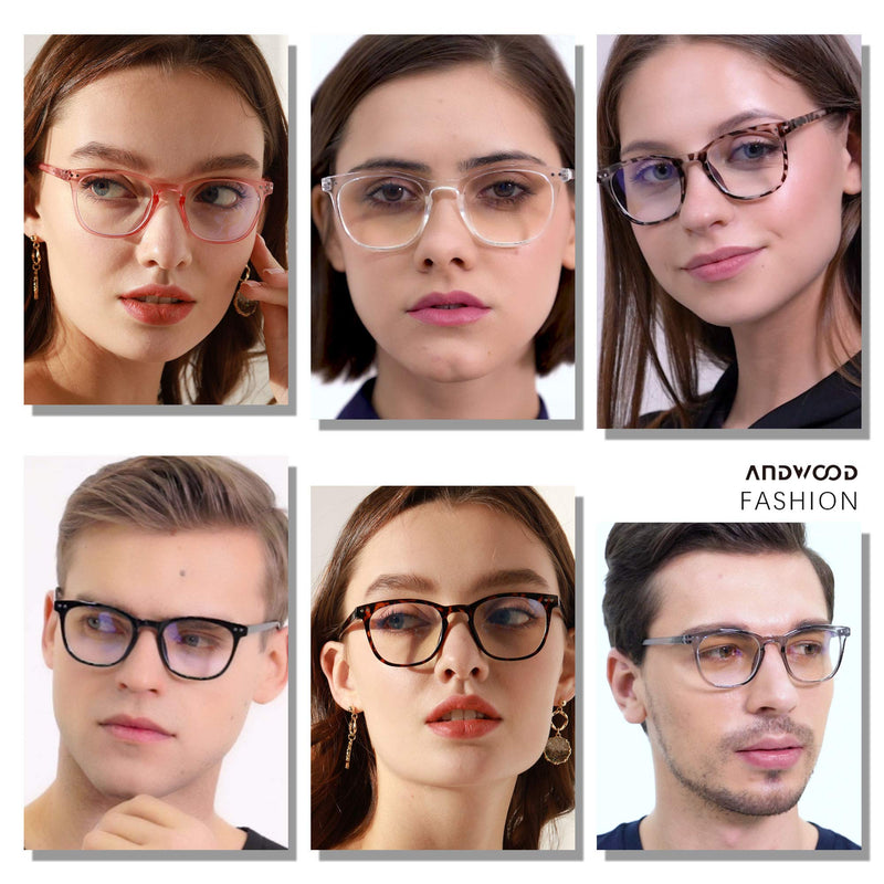 Blue Light Blocking Glasses Women Men Computer Small Face Frame Bluelight Blocker Teens ANDWOOD Square Crystal | Anti-blue Light Lens - LeoForward Australia