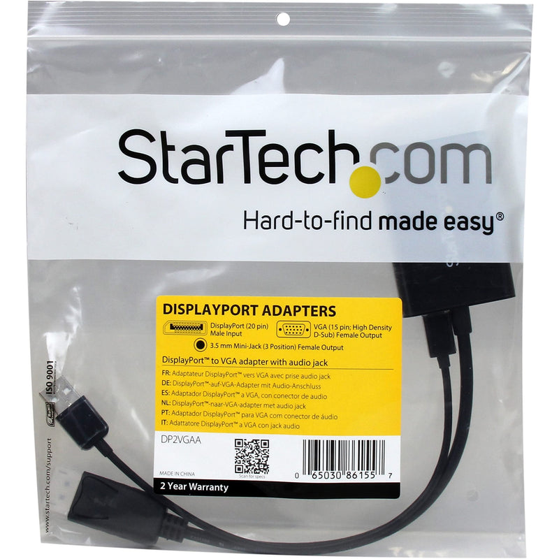  [AUSTRALIA] - StarTech.com DisplayPort to VGA Adapter with Audio 1920x1200 DP to VGA Converter for Your VGA Monitor or Display (DP2VGAA)