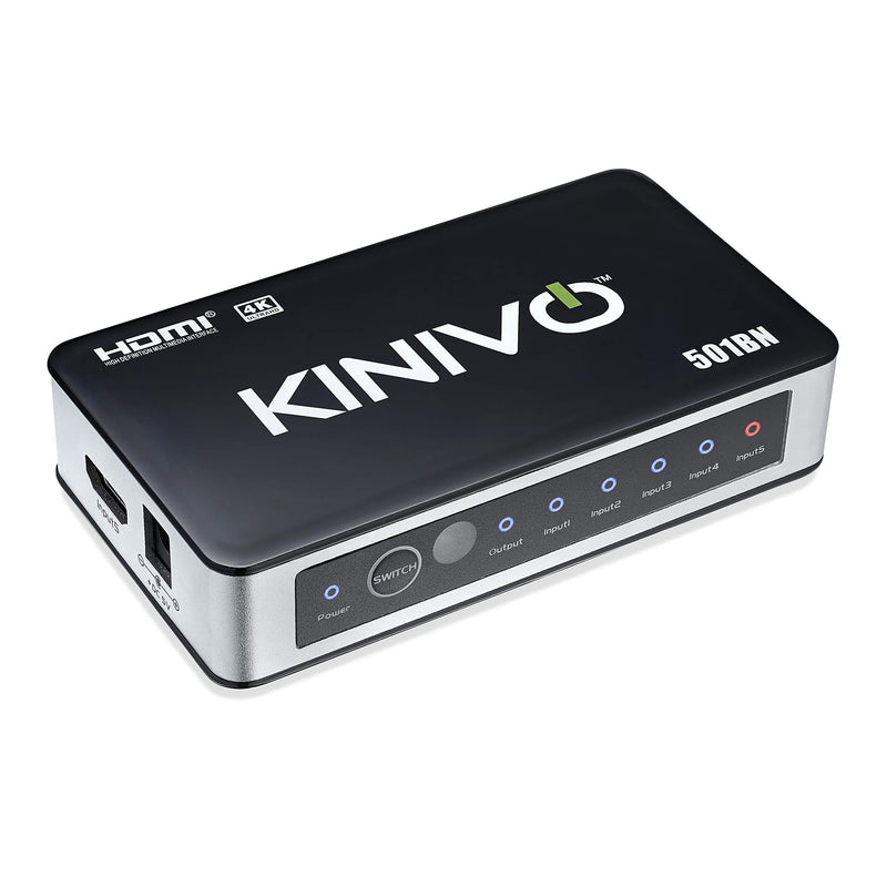  [AUSTRALIA] - HDMI Switch 4K HDR, Kinivo (5 Port, 4K 30Hz, Auto-Switching, IR Wireless Remote) 5-PORT