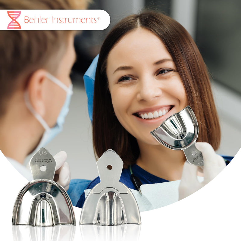  [AUSTRALIA] - Dental Individual Impression Trays, Non-Perforated, Serrated, High-Strength Stainless Steel - Dental Care Sets - Essential Instrument for Dentists (Upper Jaw U3/M) Superior U3/M