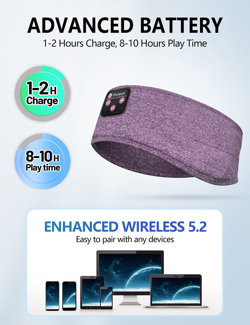  [AUSTRALIA] - Sleeping Headphones, Perytong Bluetooth Sleep Headphones Headband Soft Comfortable Bluetooth Headband Sleep Earbuds Sports Headband Cool Tech Gadgets Sleeping Gifts Guide for Women Men Purple