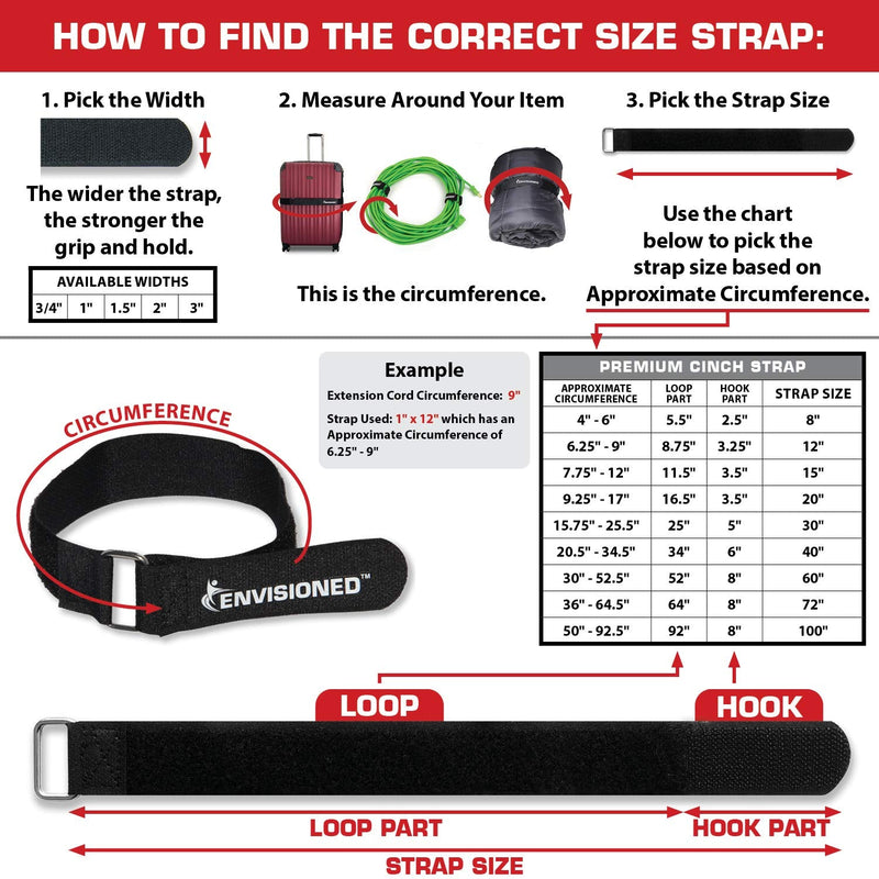  [AUSTRALIA] - Premium Cinch Straps with Stainless Steel Metal Ring (Buckle), Reusable Durable Hook and Loop, Multipurpose Securing Straps 1" x 30" - 8 Pack Plus 2 Bonus Original Cinch Straps 1" x 30"