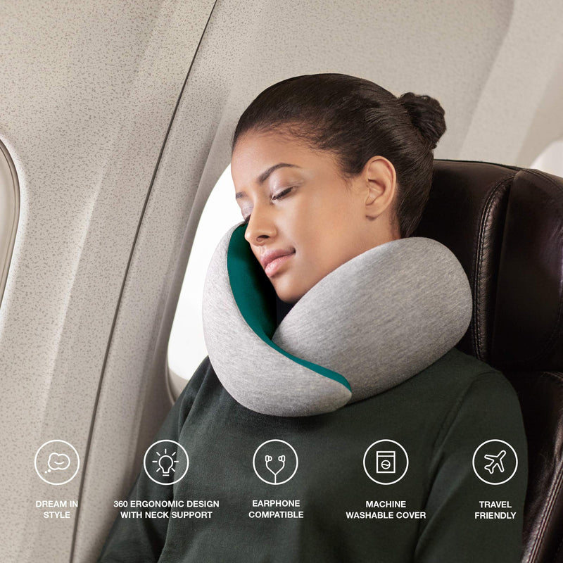  [AUSTRALIA] - OSTRICHPILLOW GO Travel Pillow for Car & Airplane Neck Support with Travel Bag - Memory Foam Travel Accessories for Power Nap on Flight Blue Reef