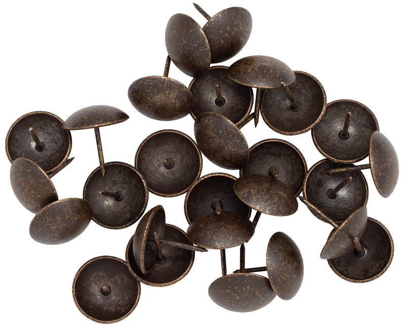  [AUSTRALIA] - ComfortStyle Premium Upholstery Tacks, 1-inch Diameter Nailhead Pins, Large Decorative Trim for Furniture (50, Dark Antique Brass) 50