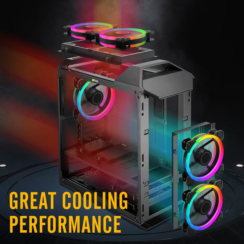  [AUSTRALIA] - EZDIY-FAB Dual Ring 120mm RGB Case Fan 3-Pack,Quiet Edition High Airflow Adjustable Color LED Case Fan for PC Cases, CPU Coolers with Remote Controller