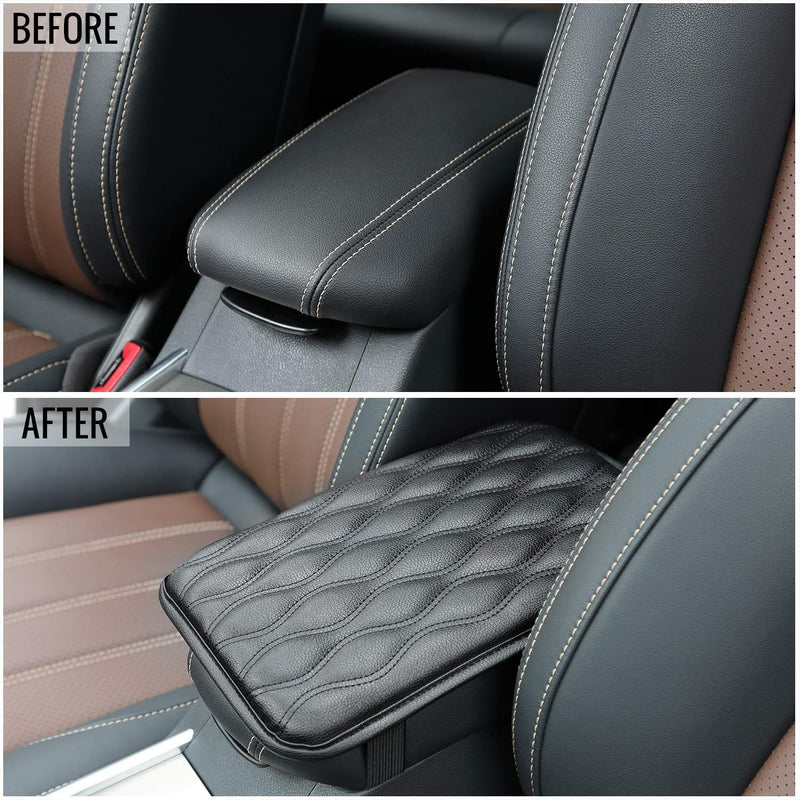  [AUSTRALIA] - Linkhood Universal Center Console Leather Pad, Waterproof Car Armrest Seat Box Cover Protector for Most Vehicle, SUV, Truck, Car (Black) Black