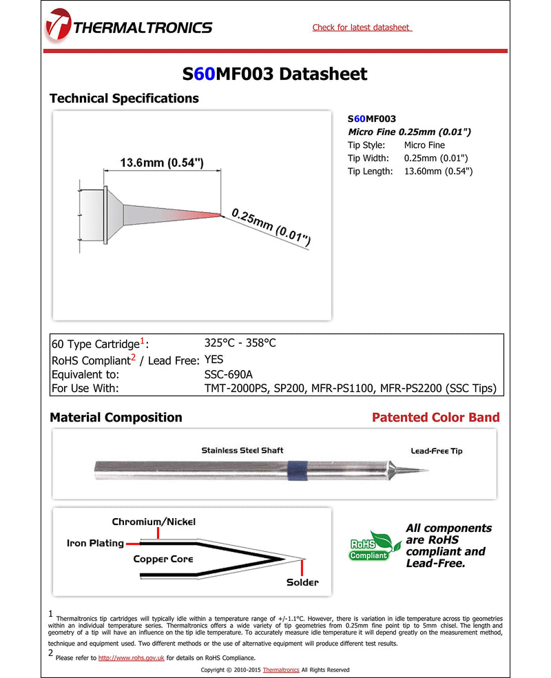  [AUSTRALIA] - Thermaltronics S60MF003 Micro Fine 0.25mm (0.01in) interchangeable for Metcal SSC-690A