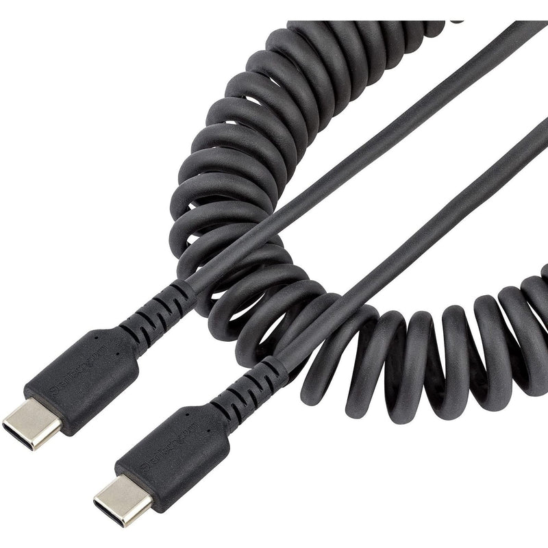  [AUSTRALIA] - StarTech.com 3ft (1m) USB C Charging Cable, Coiled Heavy Duty Fast Charge & Sync USB-C Cable, USB 2.0 Type-C Cable, Rugged Aramid Fiber, Durable Male to Male USB Cable, Black (R2CCC-1M-USB-CABLE) 3 ft / 1 m