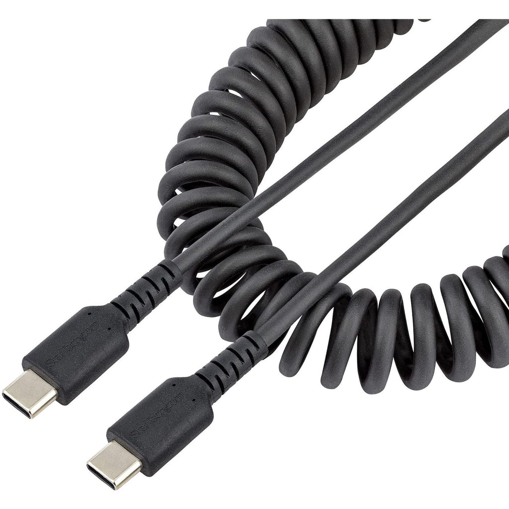  [AUSTRALIA] - StarTech.com 20in (50cm) USB C Charging Cable, Coiled Heavy Duty Fast Charge & Sync USB-C Cable, USB 2.0 Type-C Cable, Rugged Aramid Fiber, Durable Male to Male USB Cable, Black (R2CCC-50C-USB-CABLE) 20 in / 50 cm