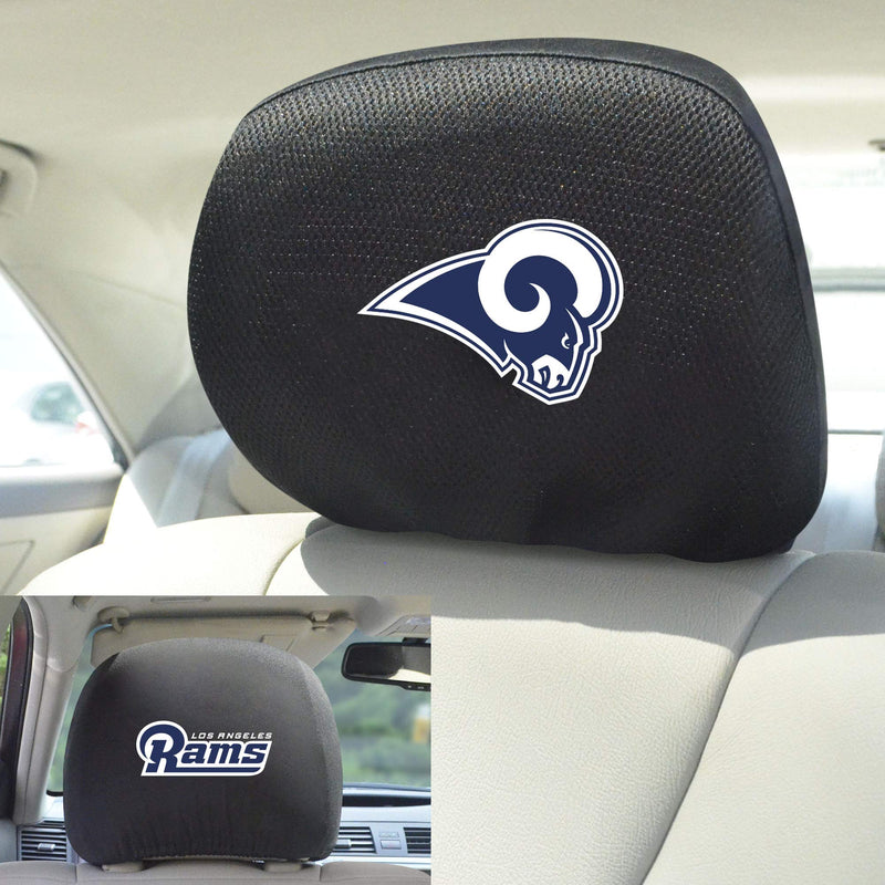 [AUSTRALIA] - FANMATS 21378 NFL - Los Angeles Rams Black Slip Over Embroidered Head Rest Cover Set, 2 Pack