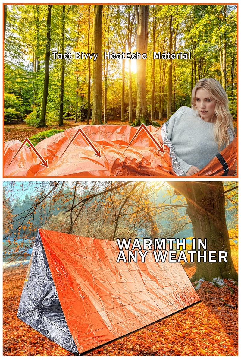  [AUSTRALIA] - Zmoon Emergency Sleeping Bag 2 Pack Lightweight Survival Sleeping Bags Thermal Bivy Sack Portable Emergency Blanket for Camping, Hiking, Outdoor, Activities Darkorange