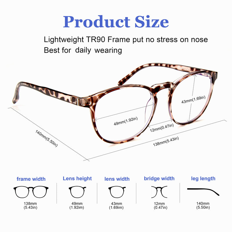  [AUSTRALIA] - FEIYOLD Blue Light Blocking Glasses Women/Men,Retro Round Anti Eyestrain Computer Gaming Glasses(Leopard+Crystal) Leopard+crystal