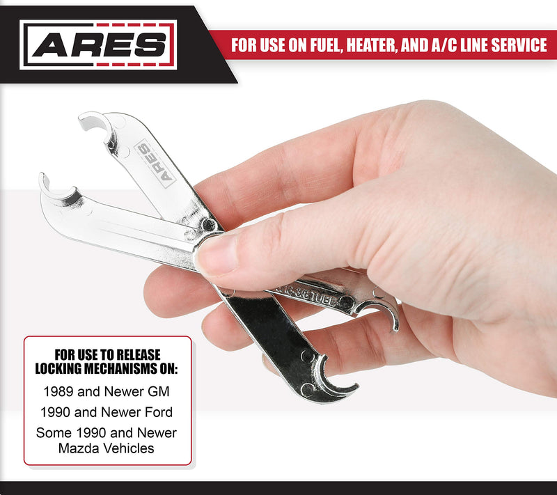 ARES 70024-3/8-Inch and 5/16-Inch Scissor Fuel Line Disconnect Tool - Easy Separation of Quick Disconnect Style Fittings - Use on Fuel, Heater, and A/C Line Service on Many Late Model Vehicles - LeoForward Australia