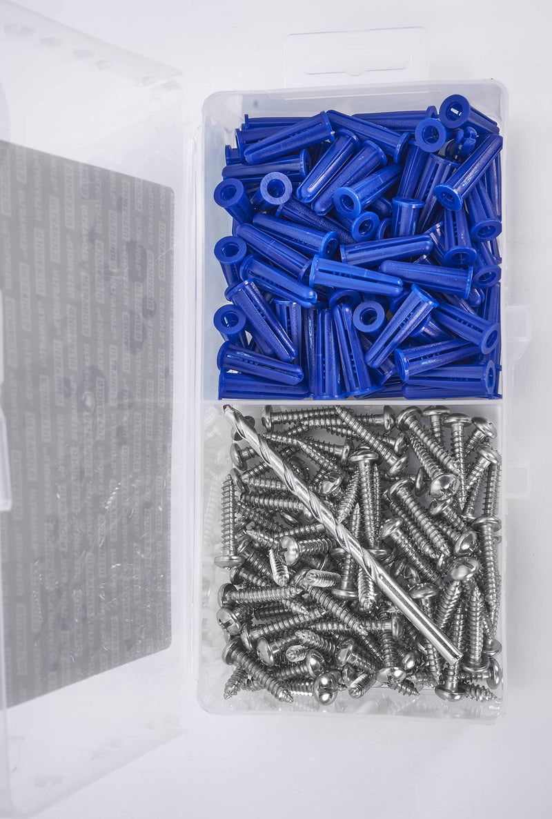  [AUSTRALIA] - CONFAST® #10-12 Plastic Conical Blue Bantam Drywall Wall Anchor Kit PAK1012, Includes (100) Anchors, (100) Screws and (1) Drill bit (201 Pieces)