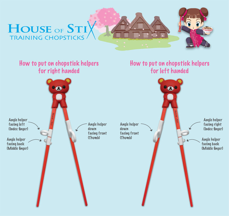  [AUSTRALIA] - House of Stix Training chopsticks for kids teens adults and beginners - 5 Pairs premium quality chopstick set with attachable learning chopstick helper - right or left handed