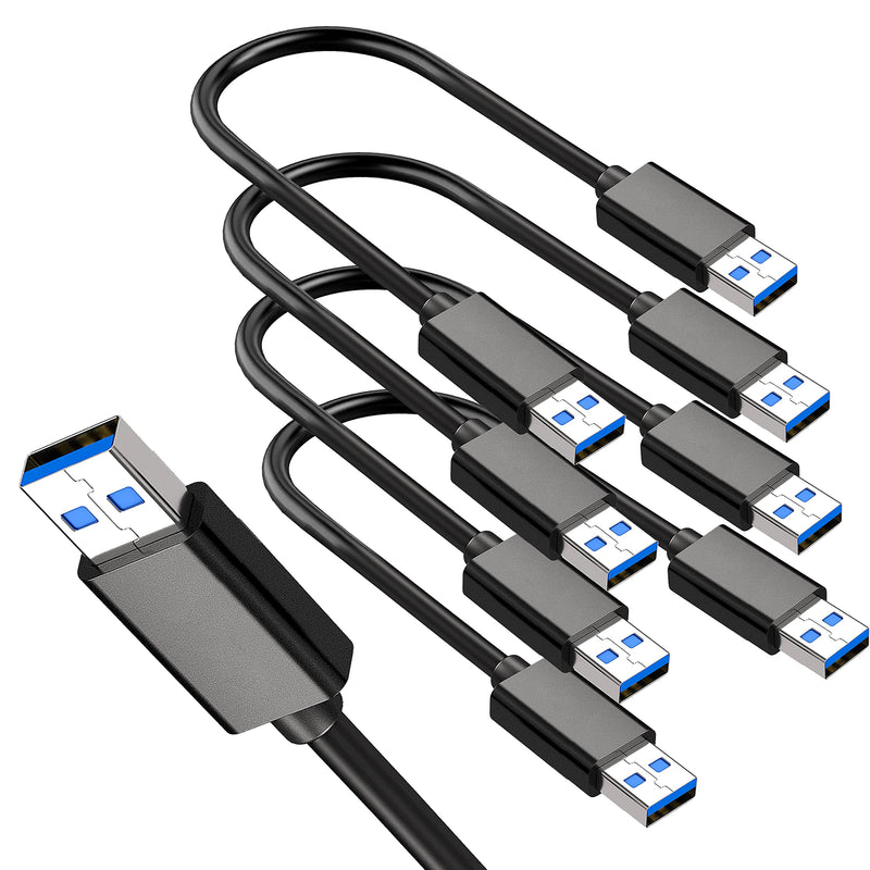  [AUSTRALIA] - SaiTech IT 4 Pack 20cm Super Speed USB 3.0 Type A Cable – Male to Male USB Cord Short Cable for Hard Drive Enclosures, Laptop Cooling Pad, DVD Players- Black