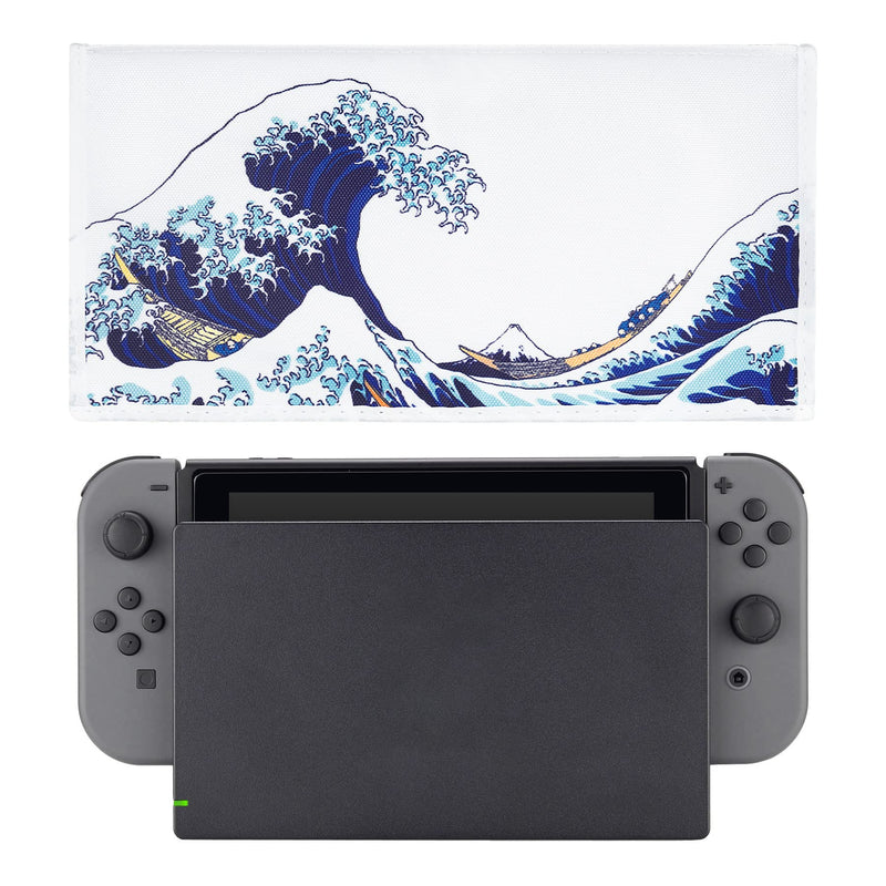  [AUSTRALIA] - PlayVital Nylon Dust Cover, Soft Neat Lining Dust Guard, Anti Scratch Waterproof Cover Sleeve for Nintendo Switch & Switch OLED Charging Dock - The Great Wave